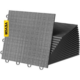 VEVOR Garage Tiles Interlocking, 12'' x 12'', 50 pcs, Graphite Grey Garage Floor Covering Tiles, Non-Slip Diamond Plate Garage Flooring Tiles