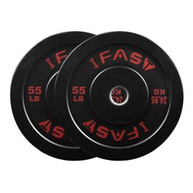 Olympic Weight Plates, Rubber Bumper Plates, 2 Inch Steel Insert 55lb Bundle Options Available for Home Gym Strength Training, Weightlifting