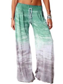 Women's Loose Gradient Printed Yoga Wide Leg Sports Pants (Color: Green, size: S)