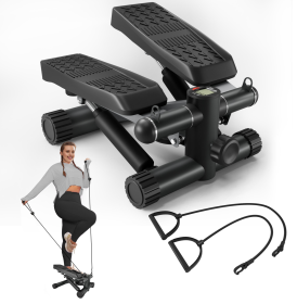 Steppers for Exercise, Stair Stepper with Resistance Bands, Mini Stepper with 330LBS Loading Capacity, Hydraulic Fitness Stepper with LCD Monitor (Color: as Pic)