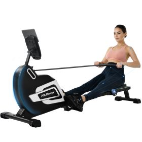 Magnetic Rowing Machine Folding Rower with 14 Level Resistance Adjustable; LCD Monitor and Tablet Holder for Foldable Rower Home Gym Cardio Workout (Color: Silver)