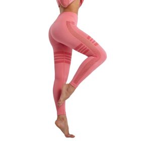 Hollow Mesh Breathable Yoga Pants (Color: Red, size: S)