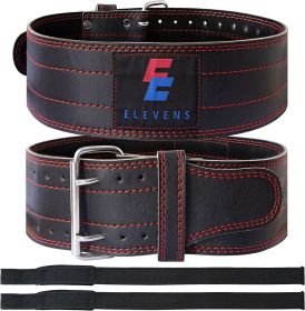 Weight Lifting Belt Leather Fitness Belt for Strength Training Unisex Black (Material: Leather, Color: Red and Black)